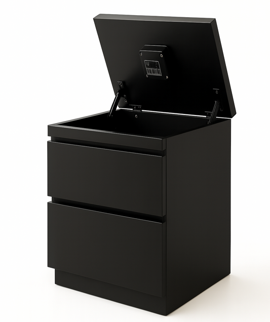 Bennetts Chest of 2 Drawers Modern Black Nightstand