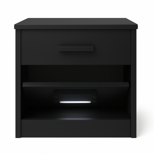 Mantlet Hidden Compartment Chest of Drawers Modern Black Nightstand