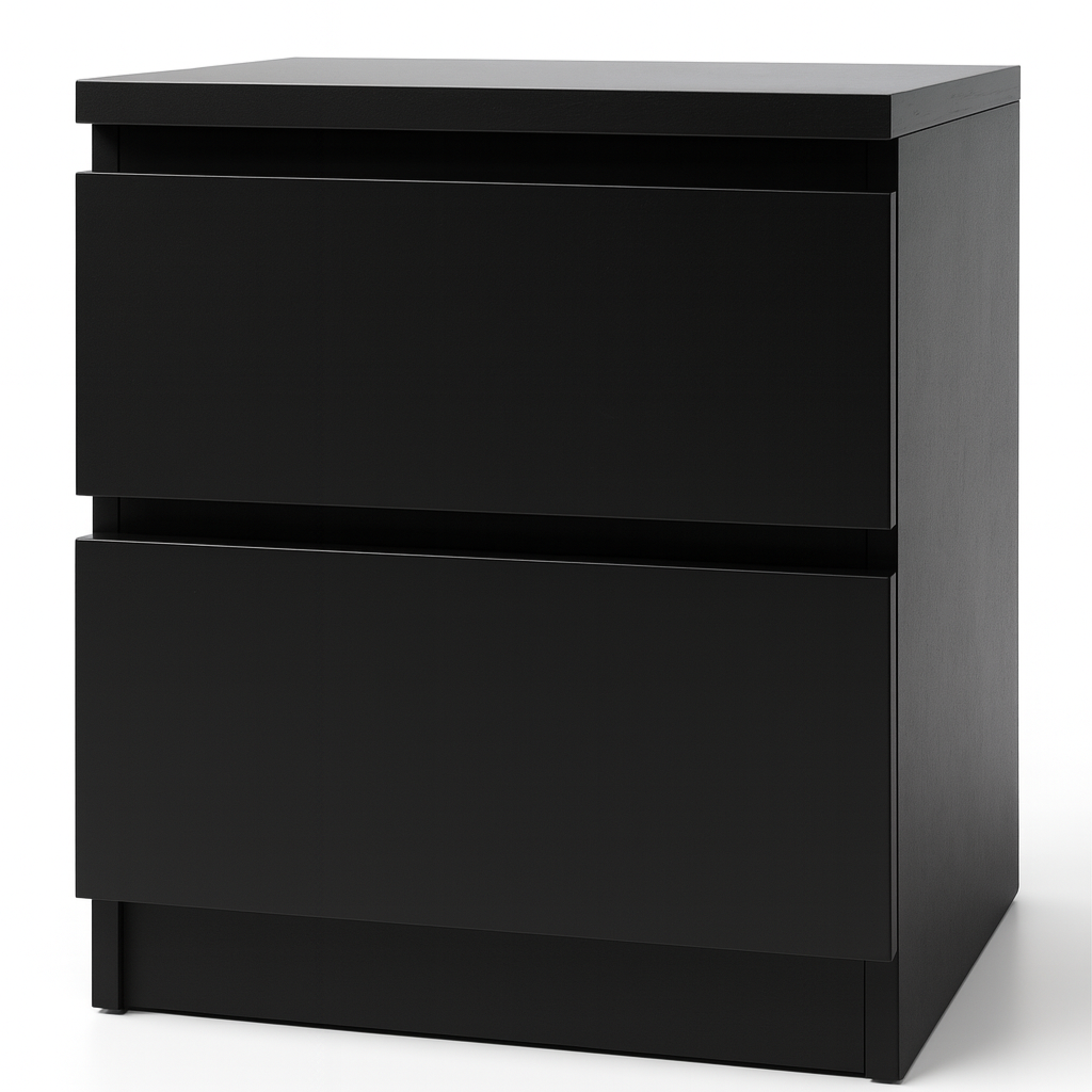 Bennetts Chest of 2 Drawers Modern Black Nightstand