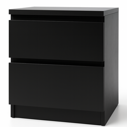 Bennetts Chest of 2 Drawers Modern Black Nightstand