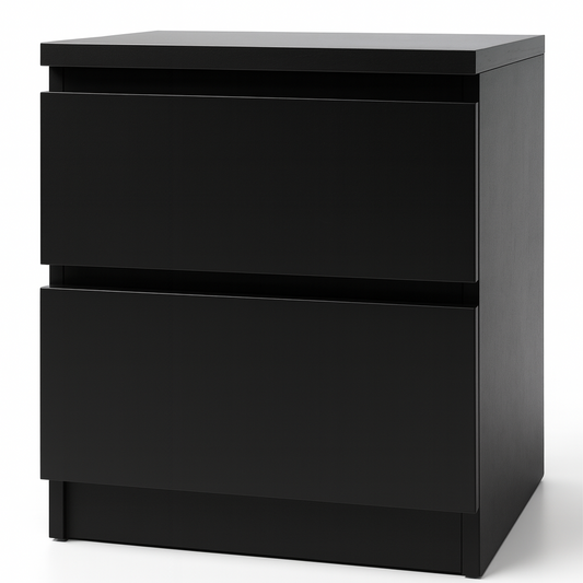 Bennetts Chest of 2 Drawers Modern Black Nightstand