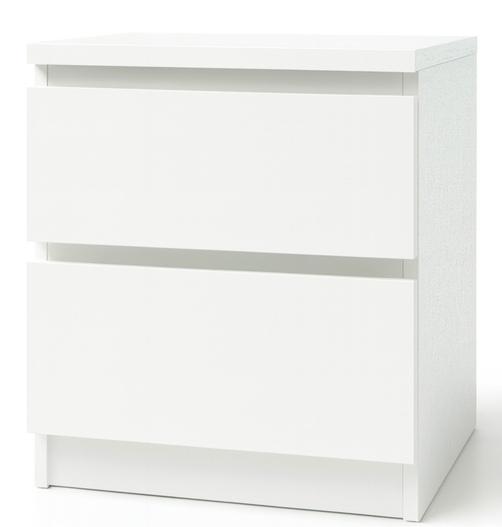 Bennetts Chest of 2 Drawers Modern White Nightstand