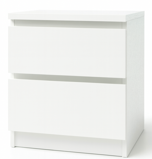 Bennetts Chest of 2 Drawers Modern White Nightstand