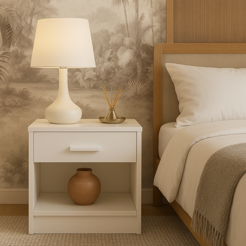 Mantlet Chest of 2 Drawers Modern White Nightstand