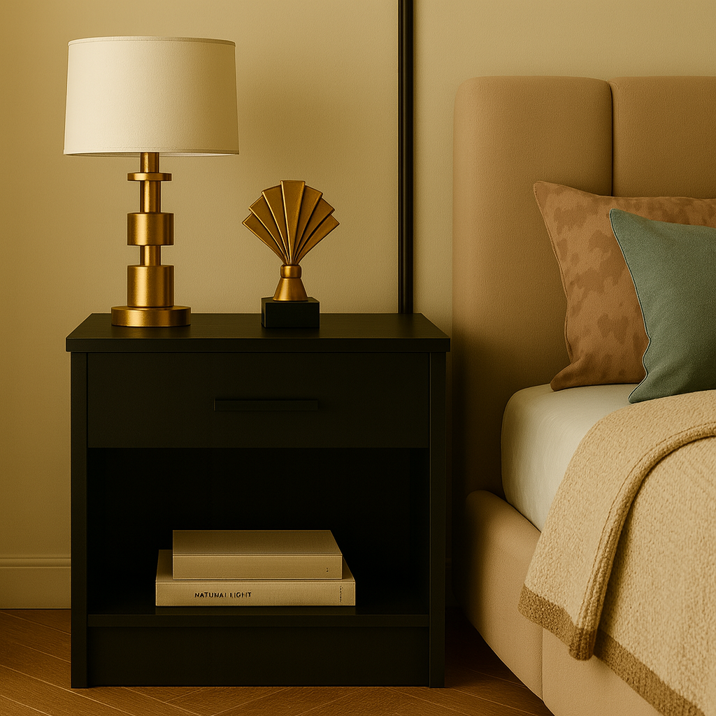 Mantlet Hidden Compartment Chest of Drawers Modern Black Nightstand