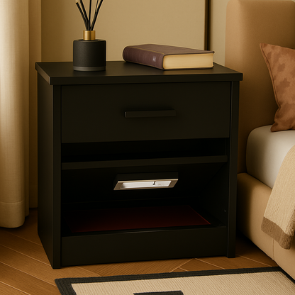 Mantlet Hidden Compartment Chest of Drawers Modern Black Nightstand